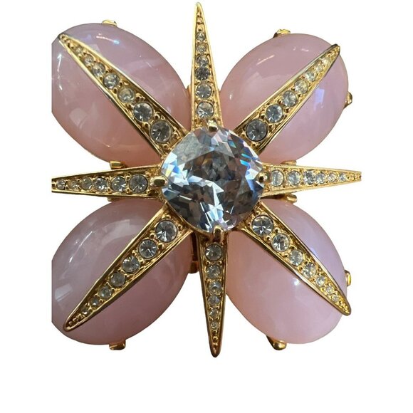 Pink Prong-set Glass Cabochon Stone Rhinestone Vintage Star Brooch Barbiecore Pi - Picture 2 of 11